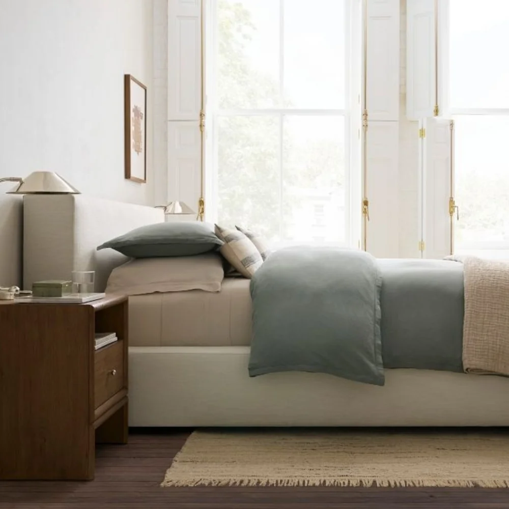 West Elm Signature Tencel Linen Sheet Set, Queen, Sand, Retail $249.00 USD